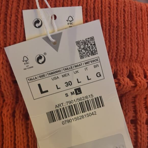Zara Women's Orange Crochet Pants Size Large NWT - Picture 14 of 14